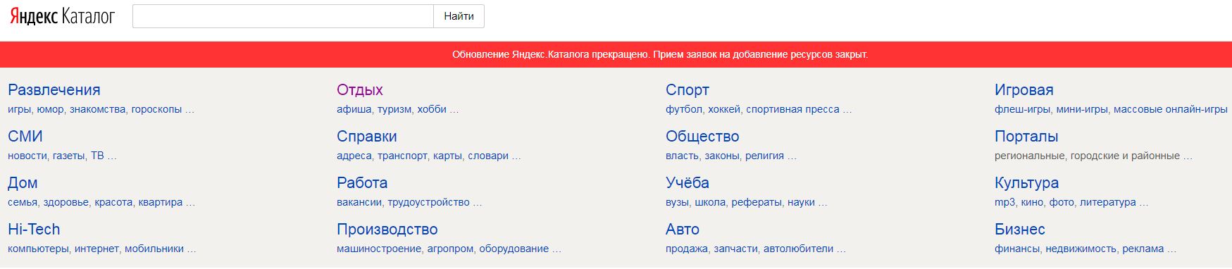 Яндекс каталог закрывается навсегда